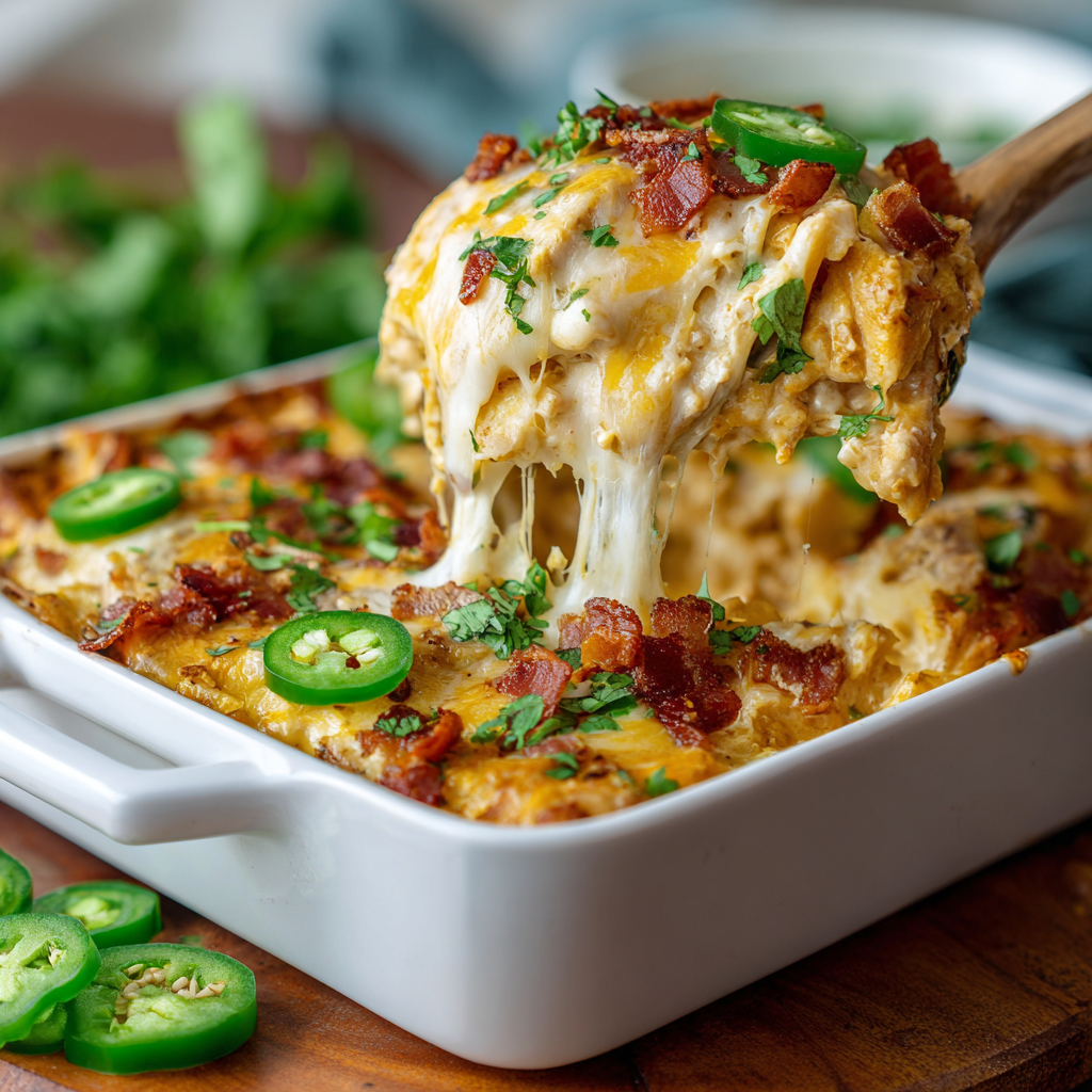 Creamy Jalapeño Popper Chicken Casserole