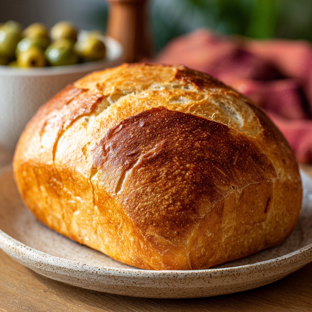 Mediterranean Garlic and Olive Artisan Bread