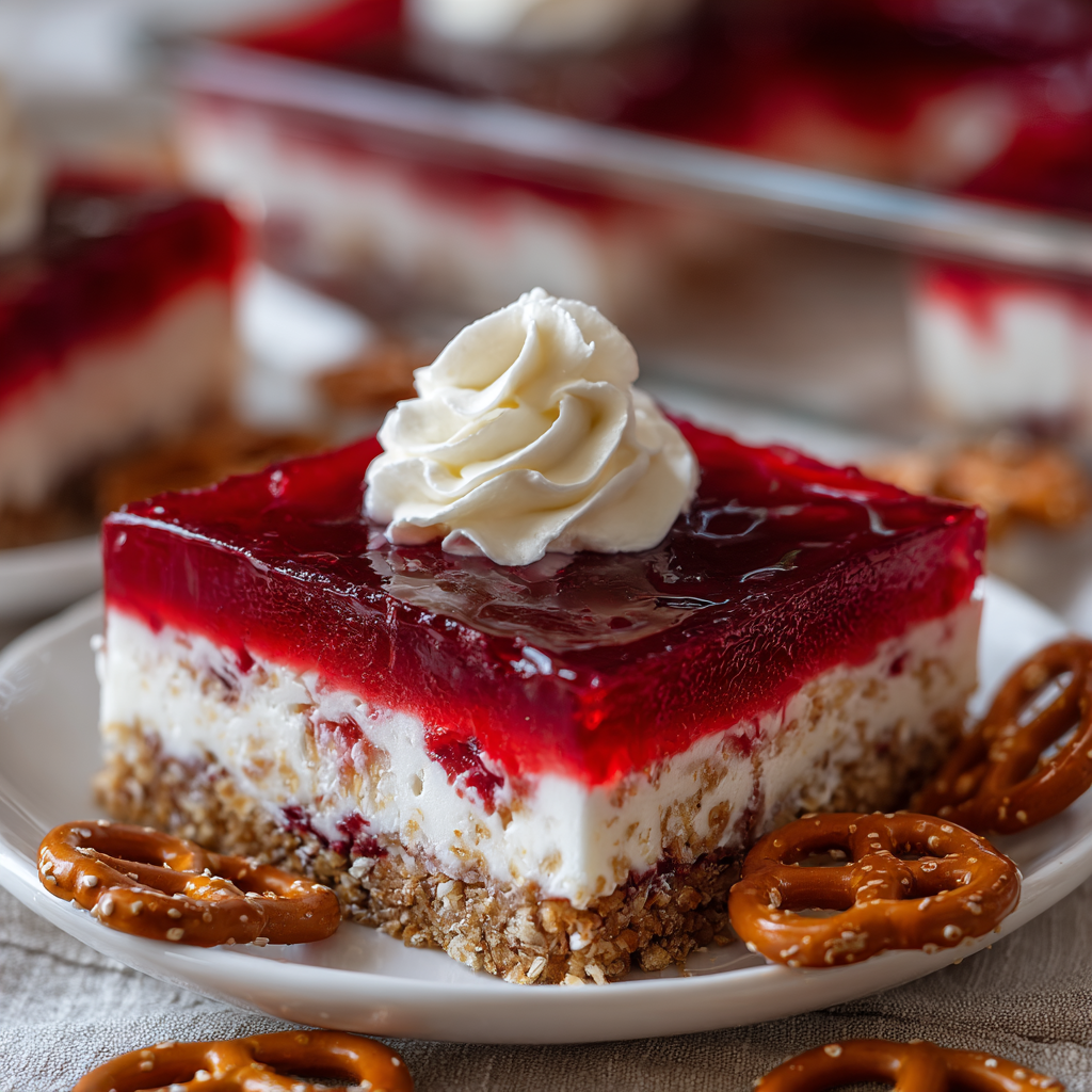 Raspberry Pretzel Salad