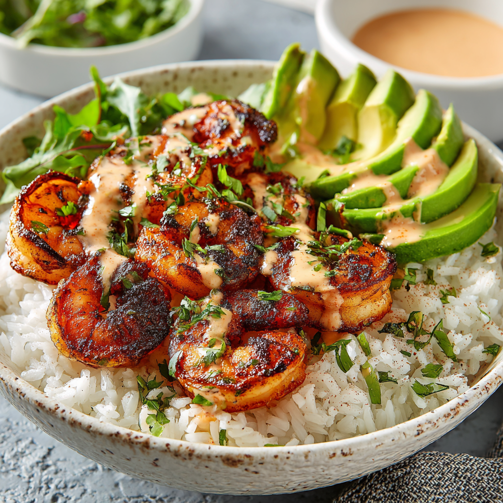 Shrimp Rice Bowls with Spicy Mayo