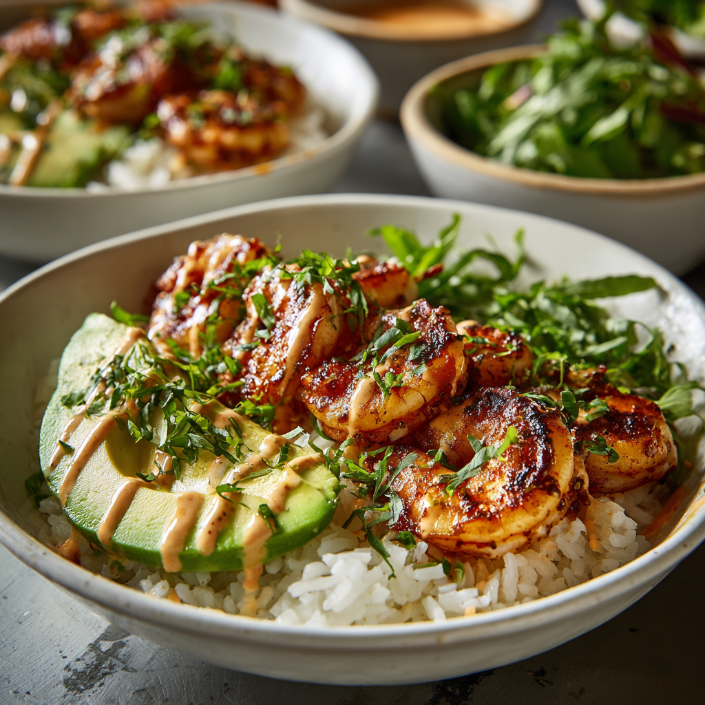 Shrimp Rice Bowls with Spicy Mayo