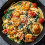 Tomato Spinach Shrimp Pasta