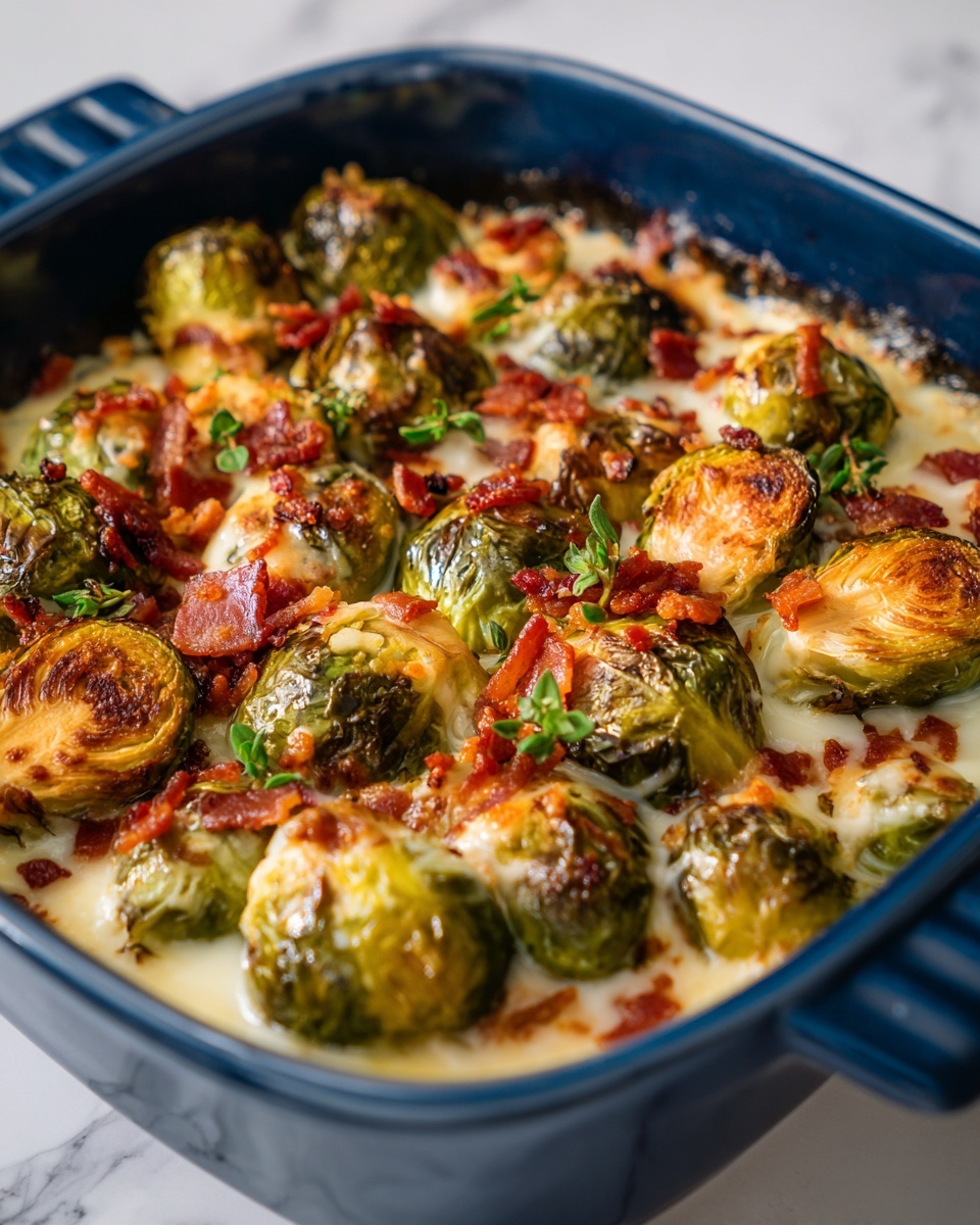 Creamy Baked Brussels Sprouts with Parmesan and Mozzarella Recipe - Recipe Image