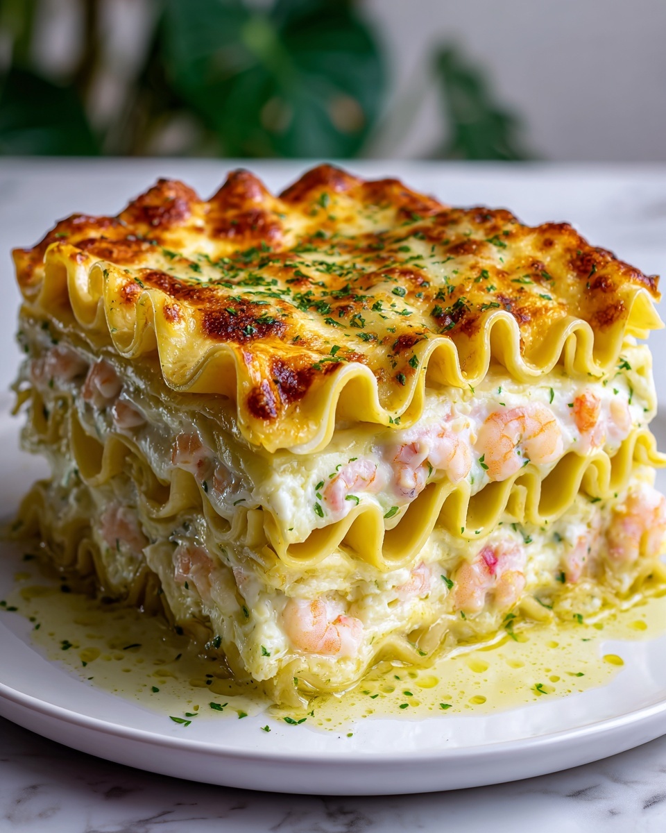 Garlic Butter Shrimp Scampi Lasagna Recipe - Recipe Image