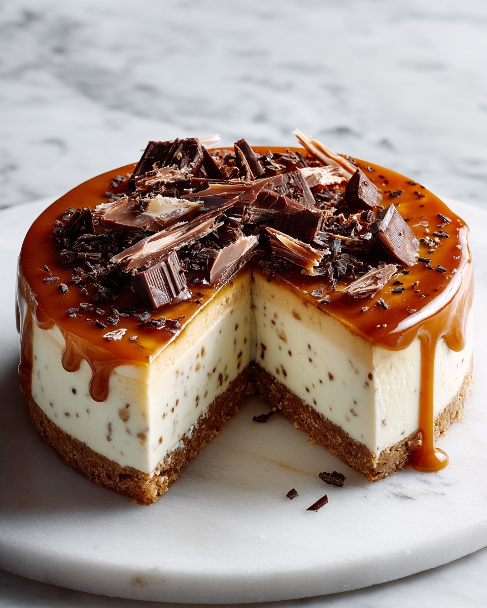 Toffee Caramel No-Bake Cheesecake Recipe - Recipe Image