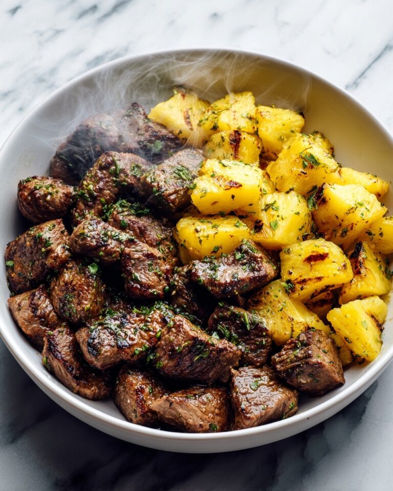 Air Fryer Garlic Butter Steak Bites and Potatoes Recipe