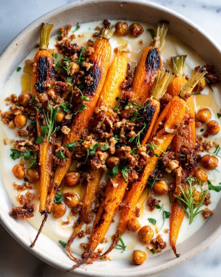 Spicy Maple Roast Carrots with Crispy Chickpeas and Yogurt Sauce Recipe