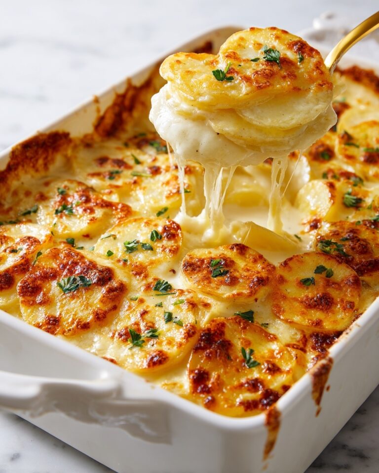 Cheesy Scalloped Potatoes with Caramelized Onions Recipe
