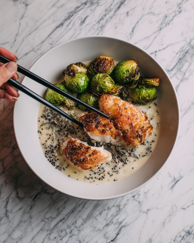 Lemon Garlic Butter Cod Bowls with Roasted Brussels Sprouts Recipe