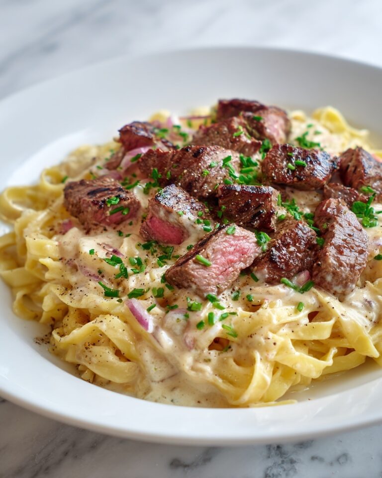 Savory Steak Gorgonzola Alfredo with Creamy Parmesan Sauce Recipe