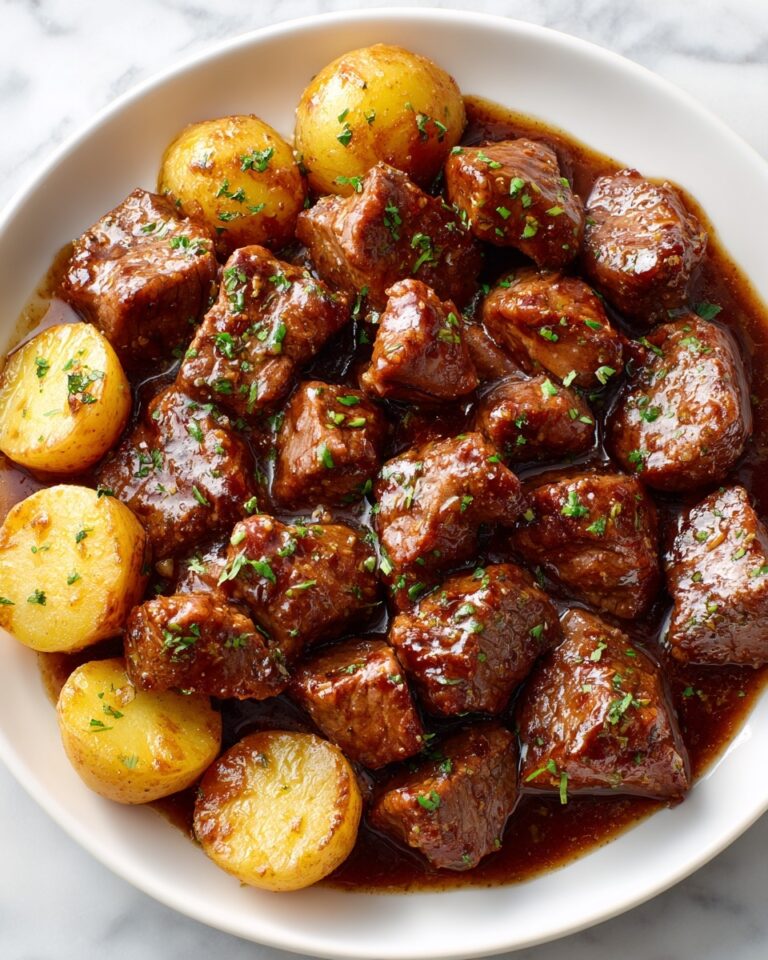 Slow Cooker Garlic Butter Beef Bites & Potatoes Recipe