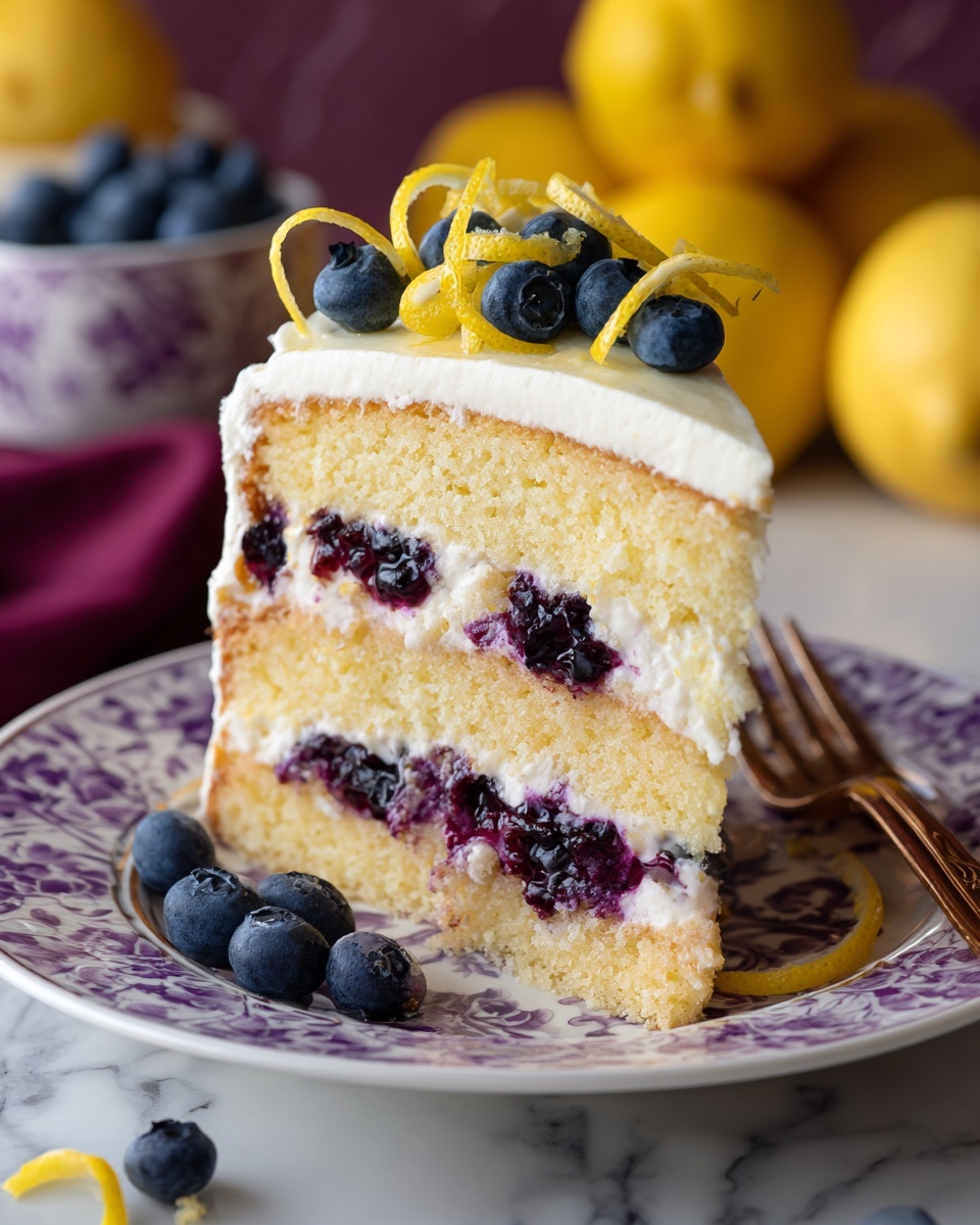 No-Bake Lemon Dazzling Blueberry Cream Cake Recipe - Recipe Image
