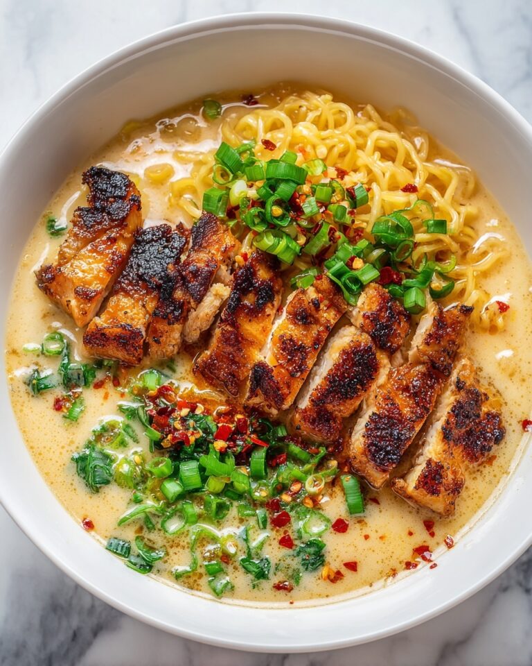 Fiery Chicken Ramen with Creamy Garlic Sauce Recipe