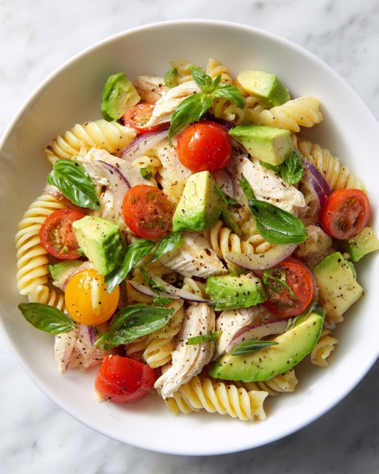 Healthy Chicken Pasta Salad with Avocado and Tomato Recipe