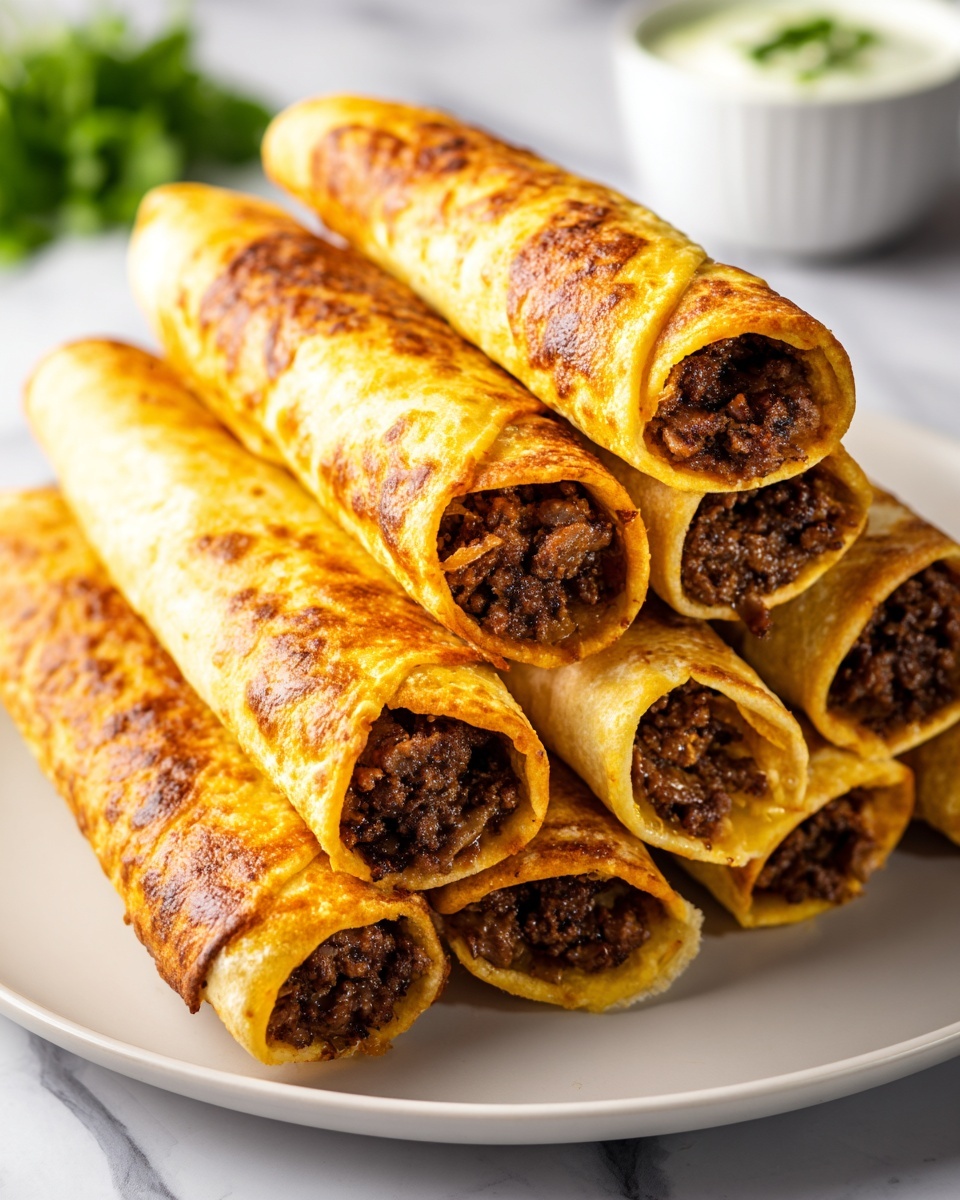 Cheesy Beef Baked Taquitos Recipe - Recipe Image