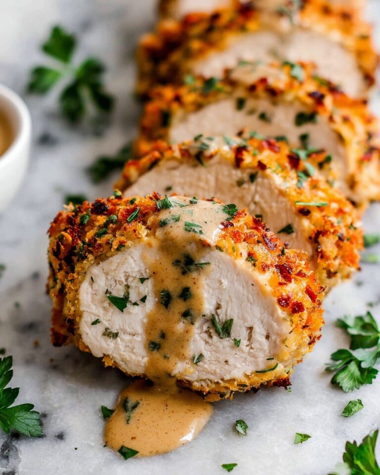 Crispy Parmesan Chicken with Rich Garlic Sauce Recipe