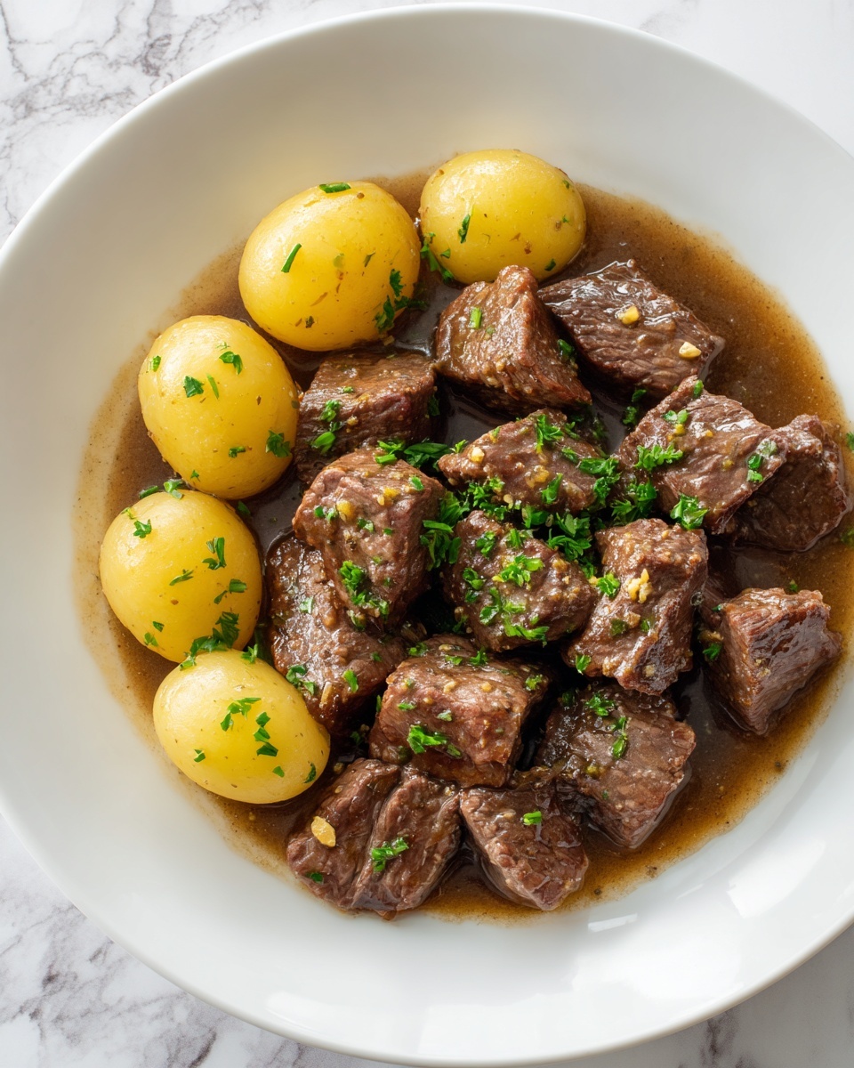 Slow Cooker Garlic Butter Beef Bites & Potatoes Recipe - Recipe Image