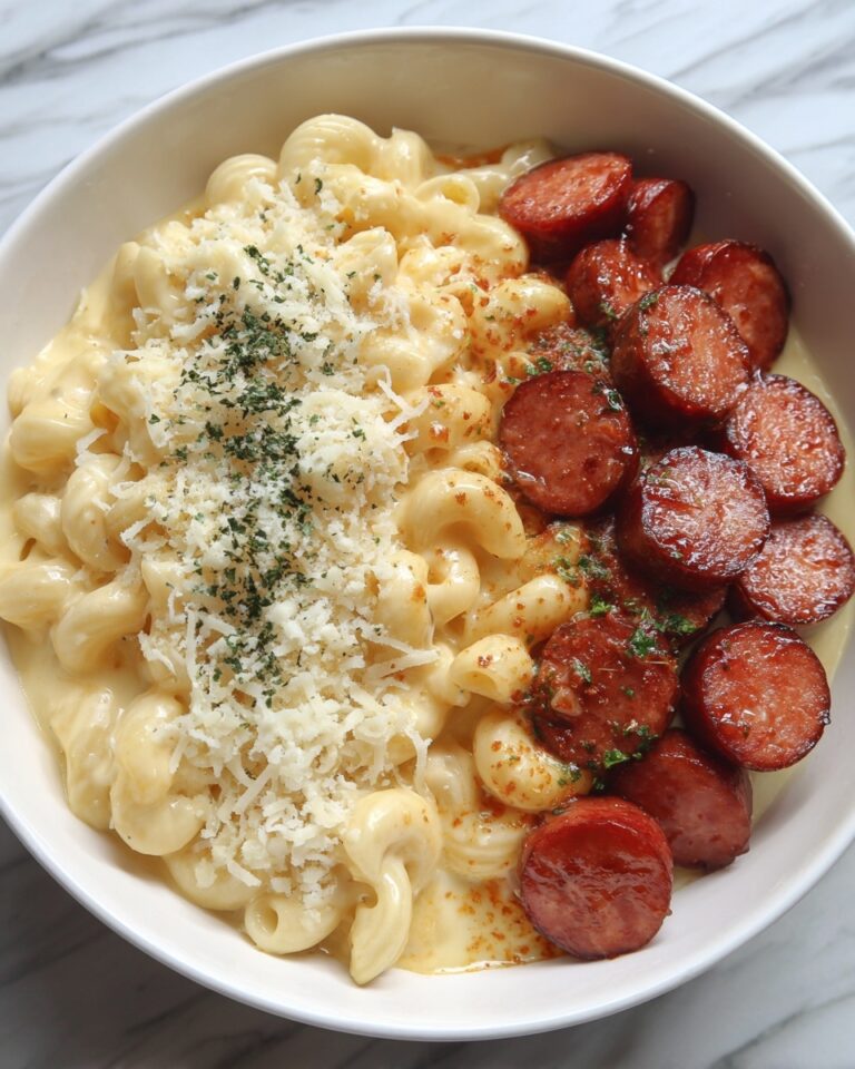 Garlic Butter Sausage Bites with Creamy Parmesan Pasta Recipe