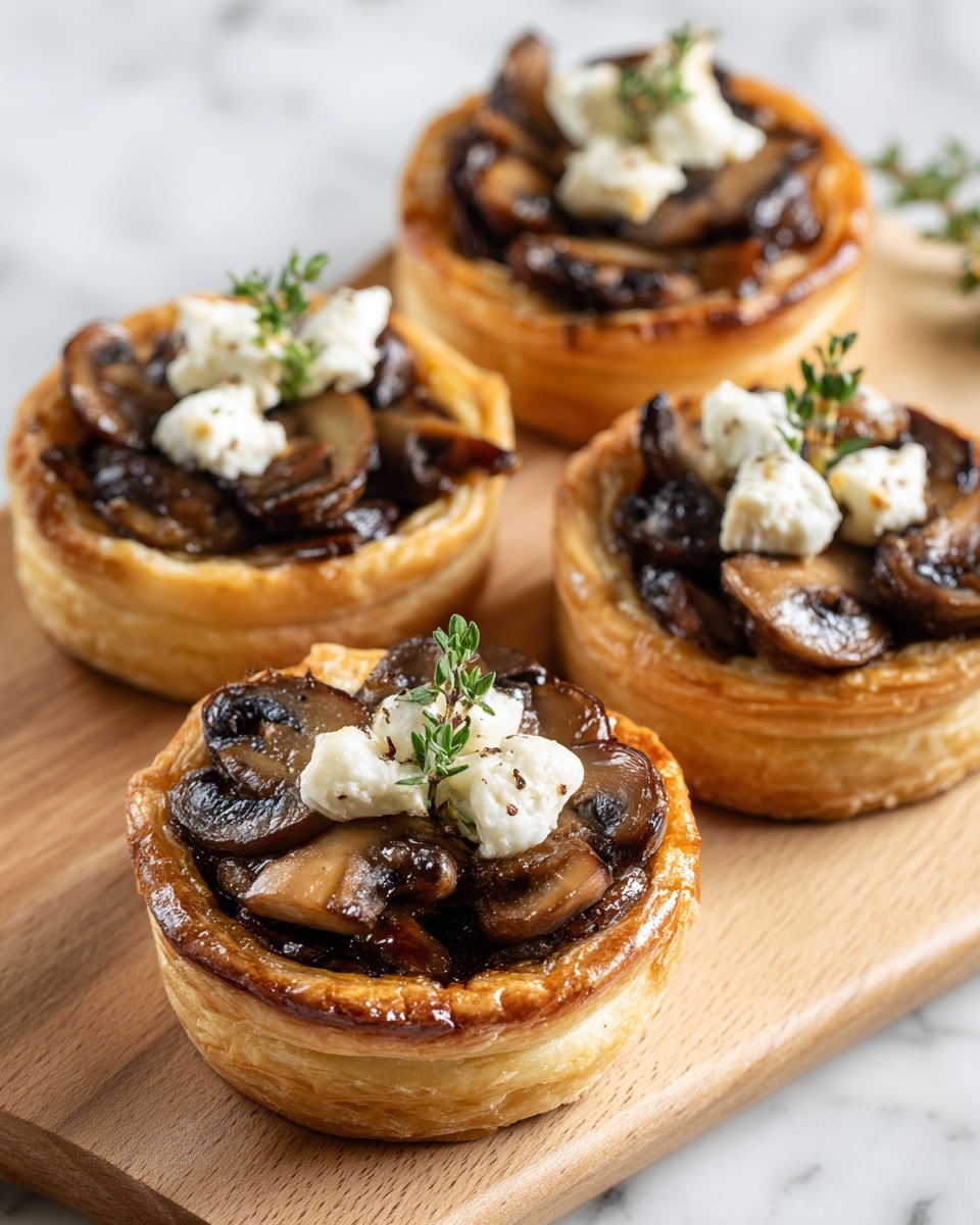 Mushroom Shallot and Herbed Goat Cheese Tarts Recipe - Recipe Image