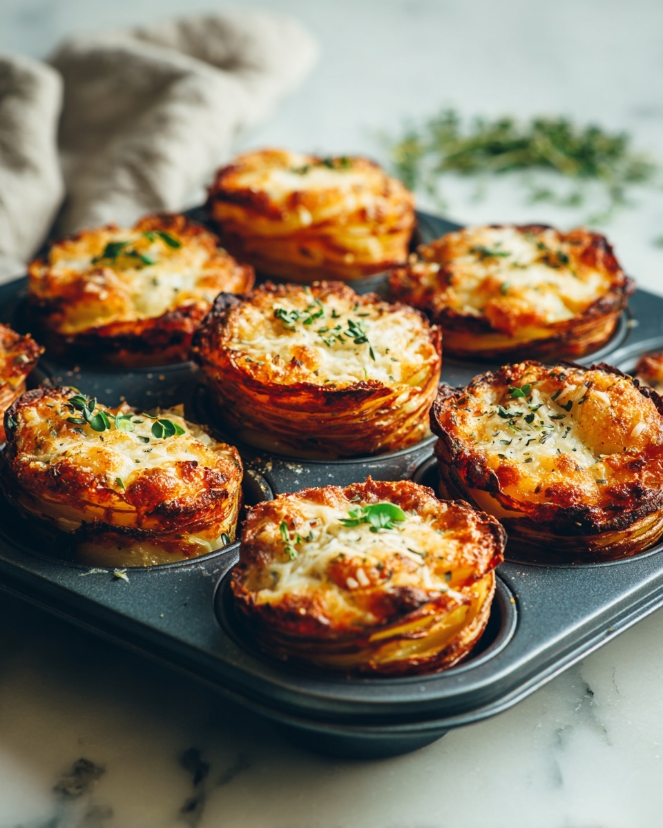 Parmesan Potato Stacks in Muffin Tin Recipe - Recipe Image