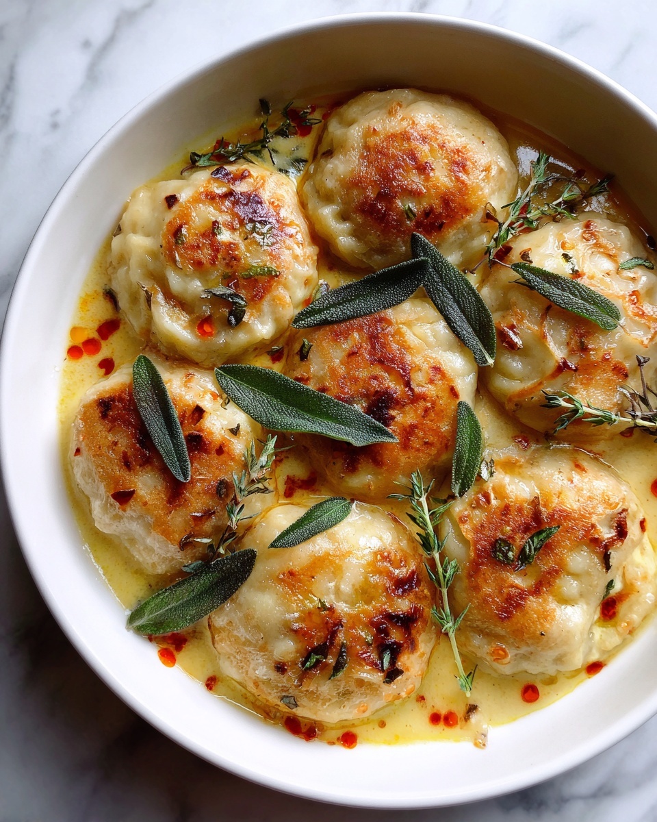 Italian Ricotta Gnudi in Cheese Sauce Recipe - Recipe Image