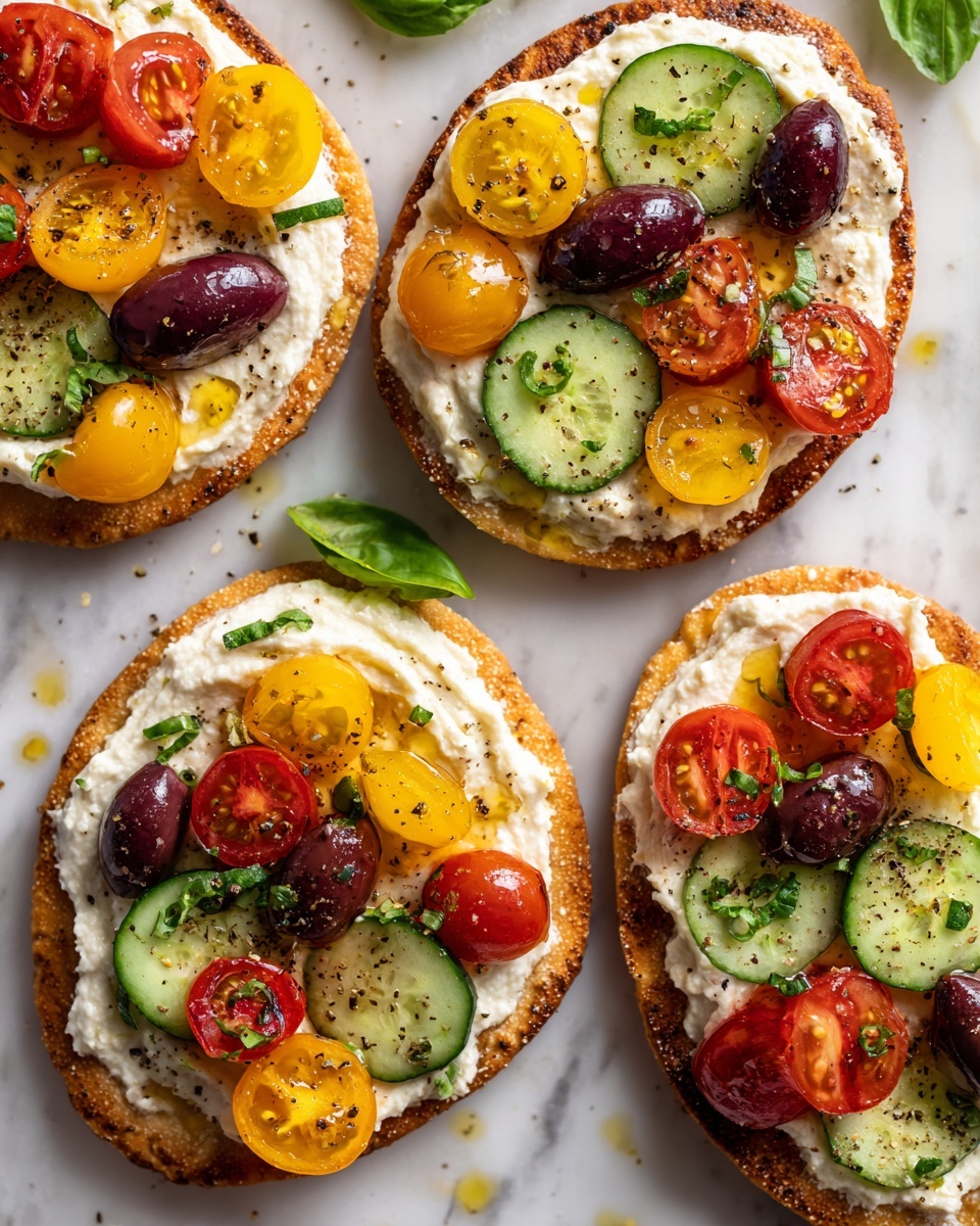 Greek Salad Naan Bites with Hummus Recipe - Recipe Image