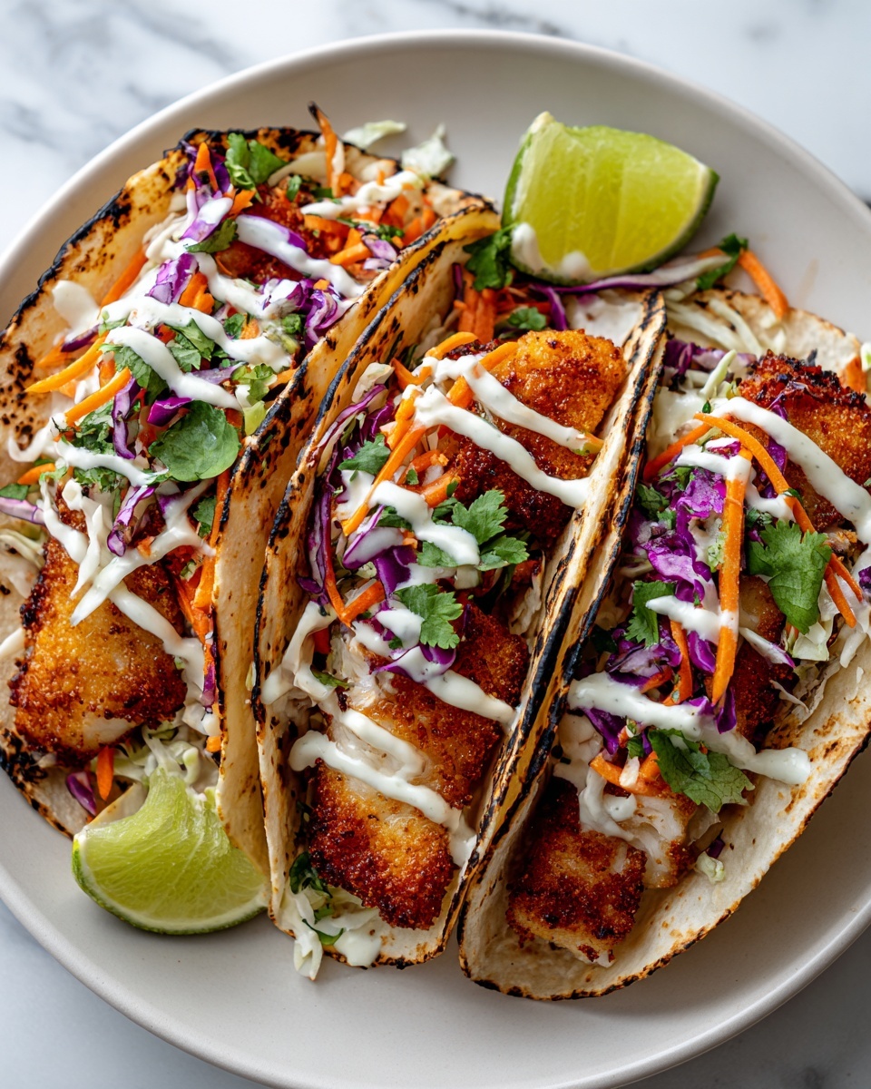 Crispy Fish Tacos with Cilantro Lime Slaw Recipe - Recipe Image
