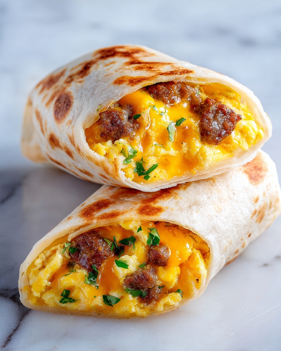 Sausage Scramble Breakfast Burritos & Savory Beef Scramble Wrap Recipe - Recipe Image