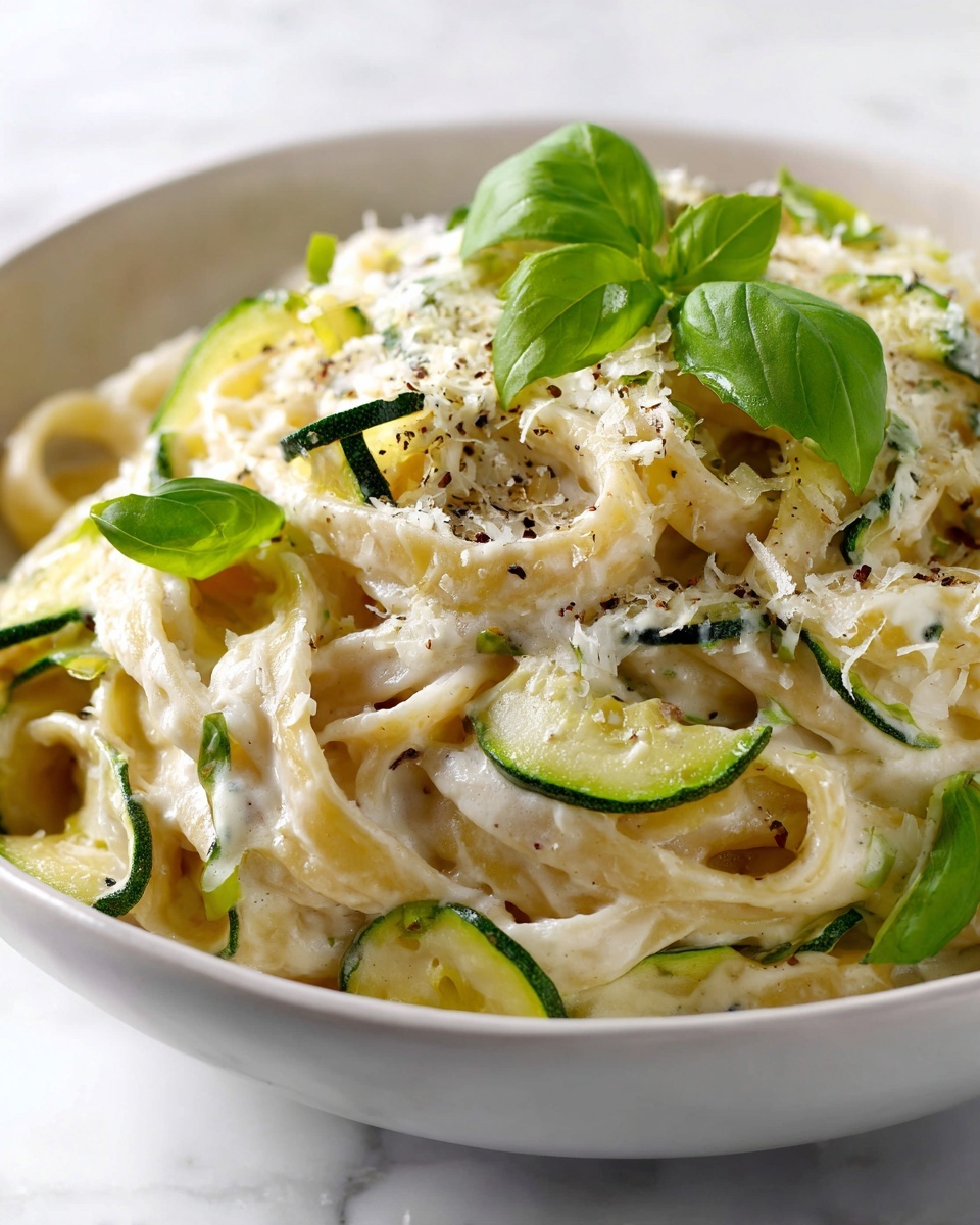 Lemon Basil Zucchini Pasta Alfredo Recipe - Recipe Image