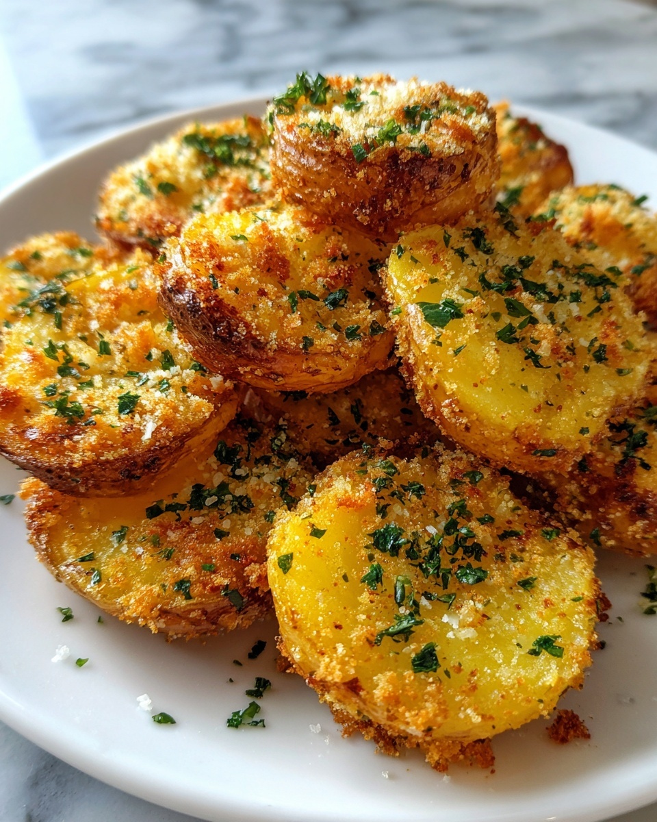 Crispy Garlic Parmesan Crusted Potatoes Recipe - Recipe Image