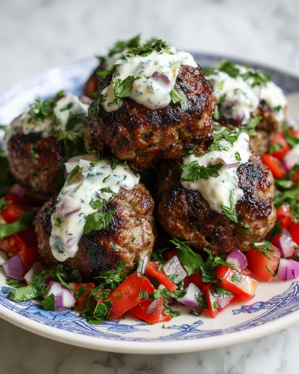 Spicy Beef Armenian Kefta with Tahini and Tzatziki Recipe - Recipe Image