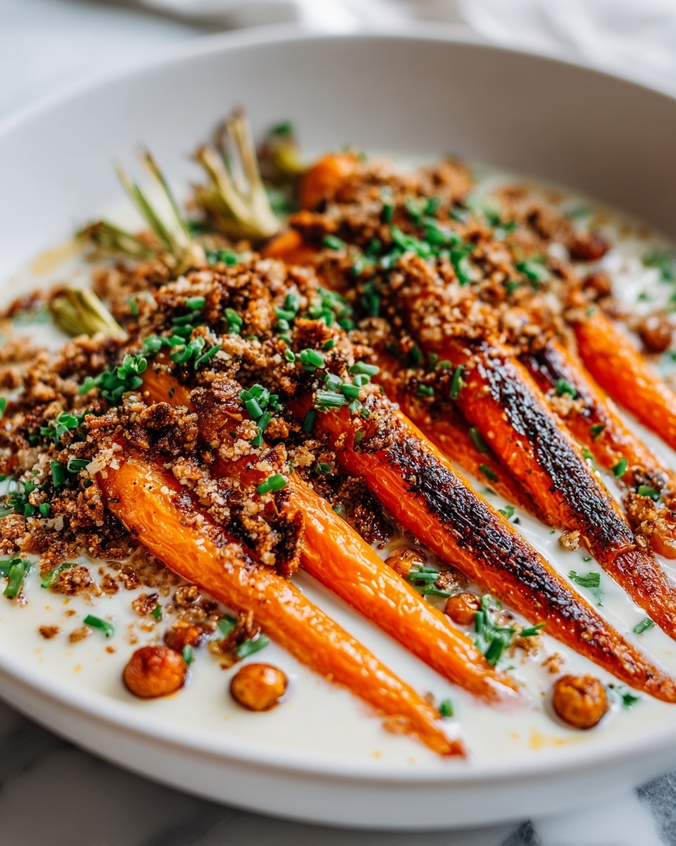 Spicy Maple Roast Carrots with Crispy Chickpeas and Yogurt Sauce Recipe - Recipe Image