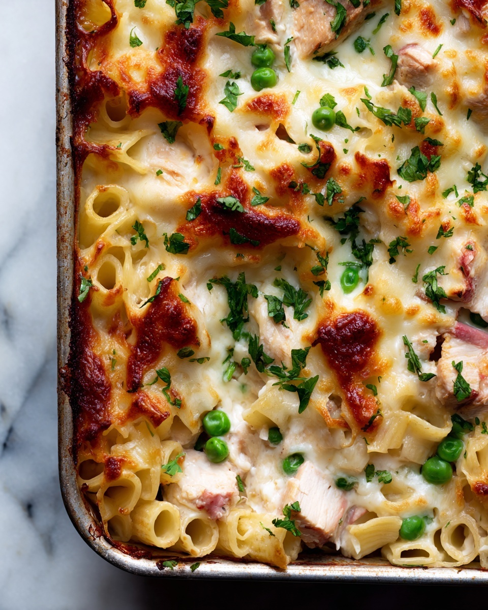 Creamy Chicken Pot Pie Pasta Bake Recipe - Recipe Image