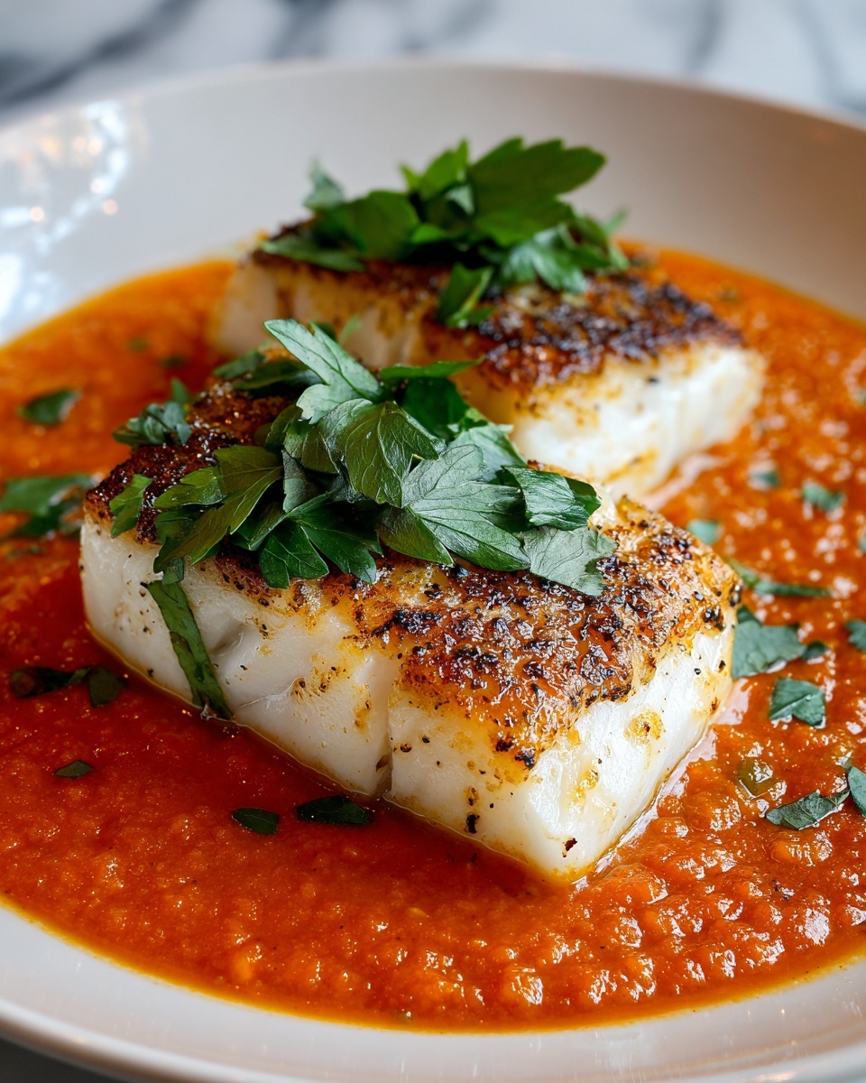 Grilled Cod with Homemade Romesco Sauce Recipe - Recipe Image