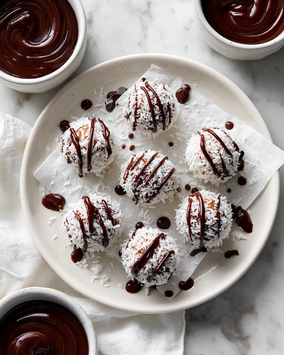No Bake Coconut Cookie Balls with Chocolate Centers Recipe - Recipe Image