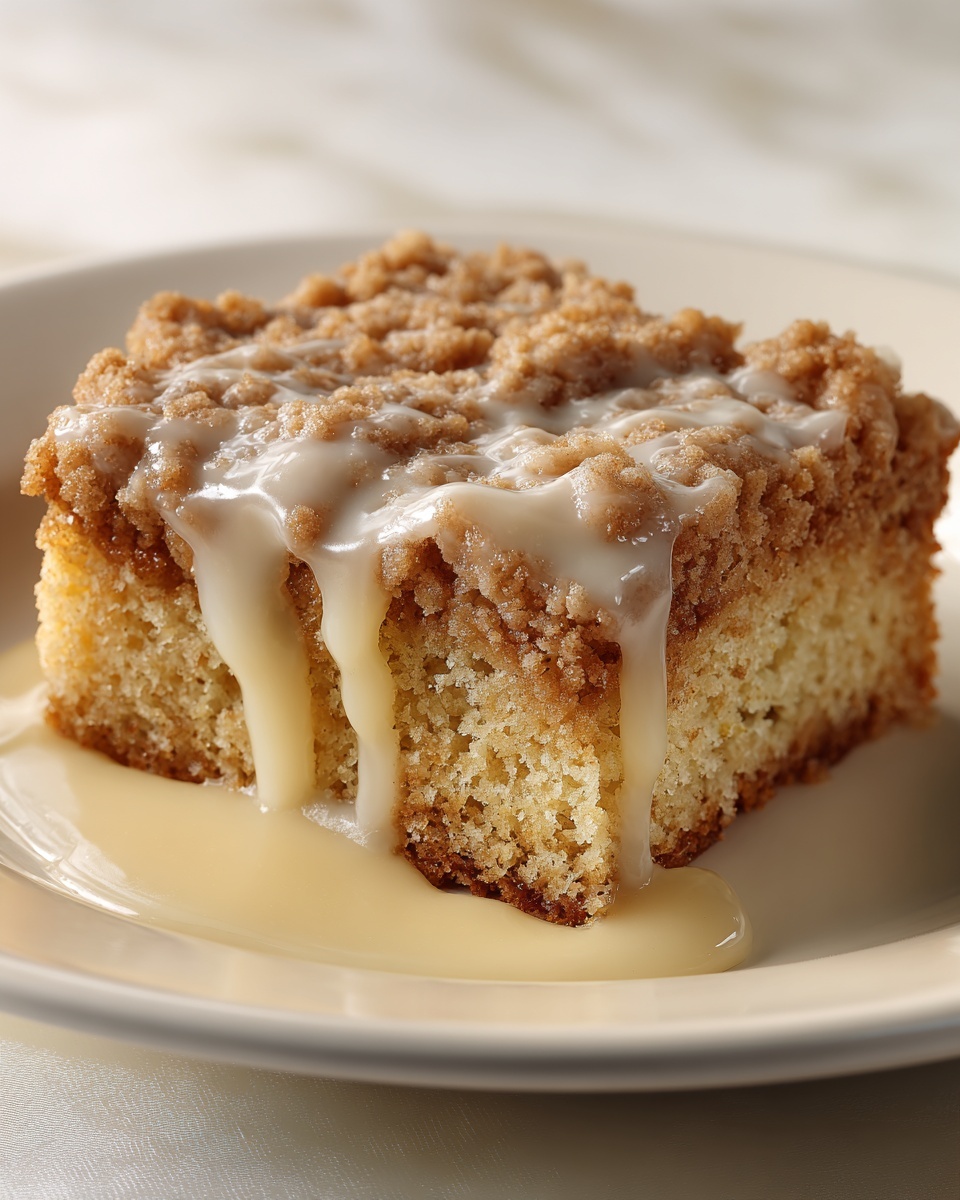 Rhubarb Streusel Cake with Warm Vanilla Sauce Recipe - Recipe Image