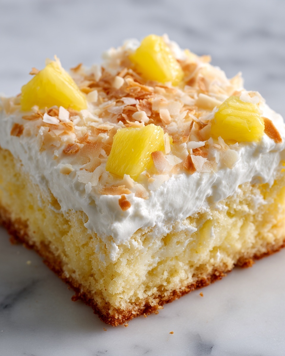 Hawaiian Pineapple Coconut Poke Cake Recipe - Recipe Image