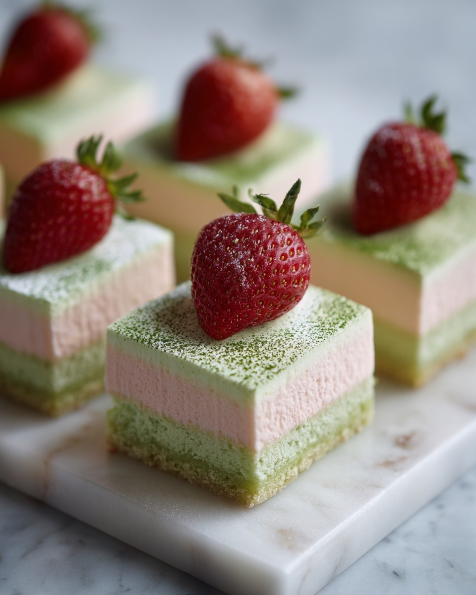 Matcha Strawberry Cream Bars Recipe - Recipe Image