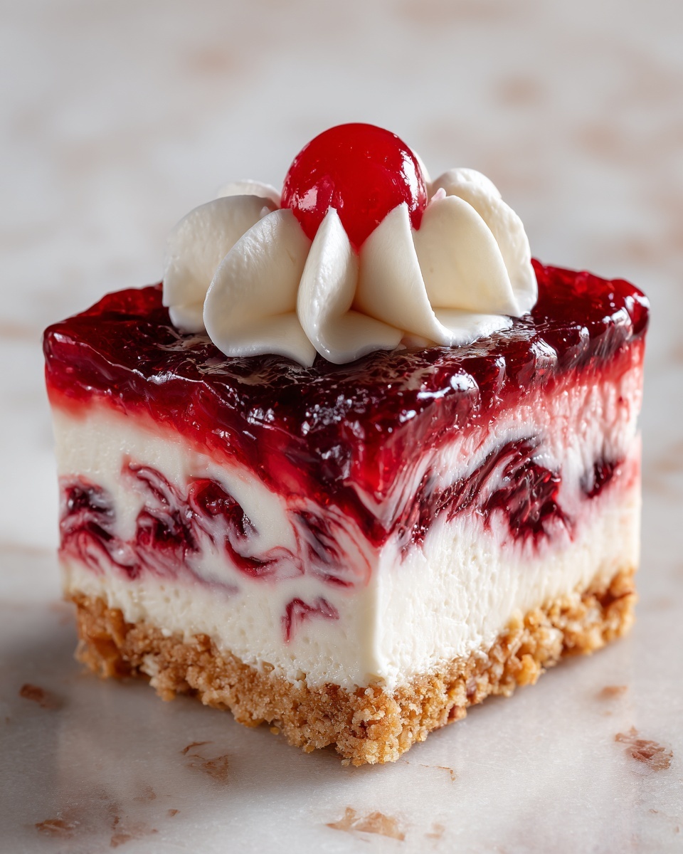 No-Bake Cherry Cheesecake Bars Recipe - Recipe Image