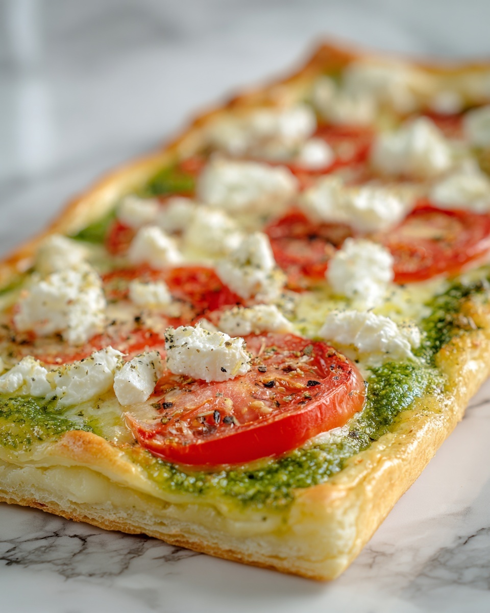 Pesto Caprese Puff Pastry Pizza Recipe - Recipe Image