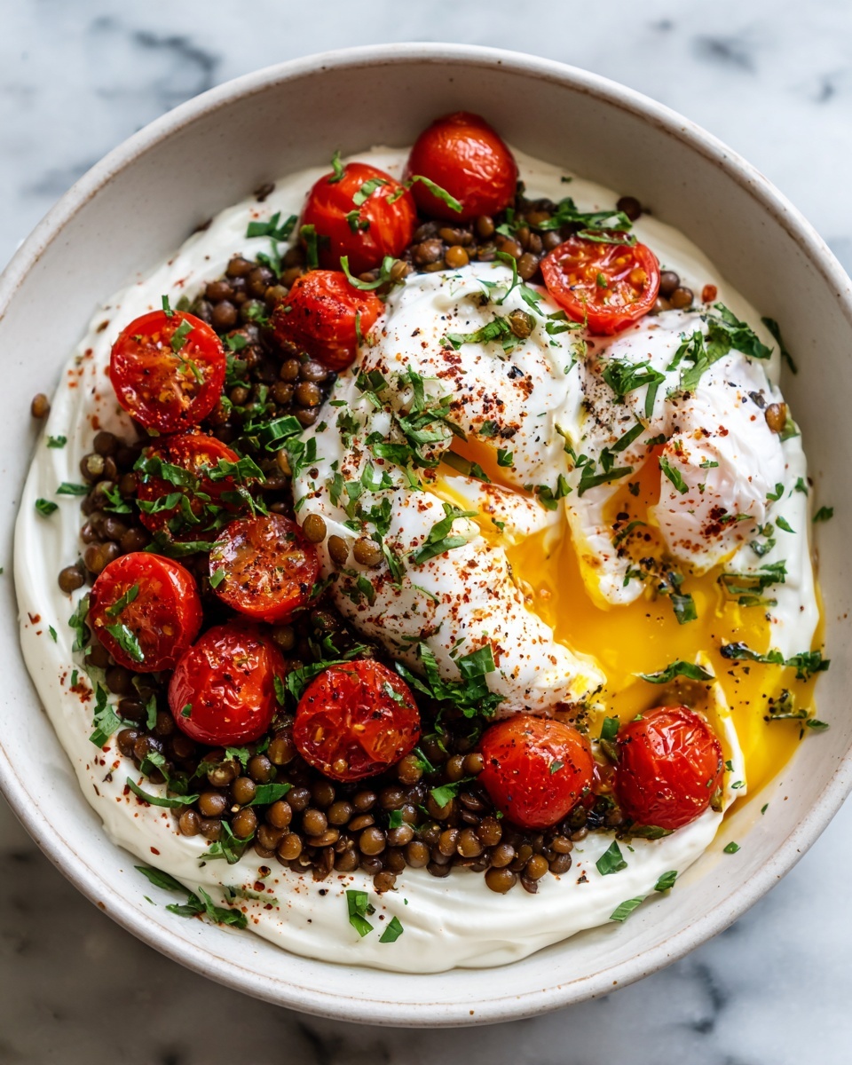 Mediterranean Braised Lentils with Poached Egg Recipe - Recipe Image