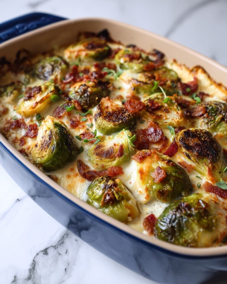 Creamy Baked Brussels Sprouts with Parmesan and Mozzarella Recipe