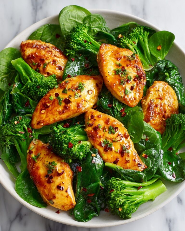 Garlic Chicken with Broccoli and Spinach Recipe