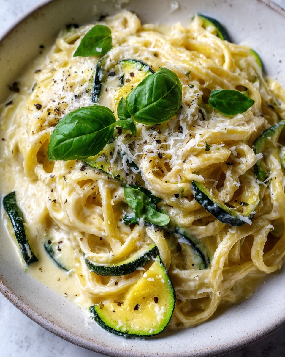 Lemon Basil Zucchini Pasta Alfredo Recipe - Recipe Image