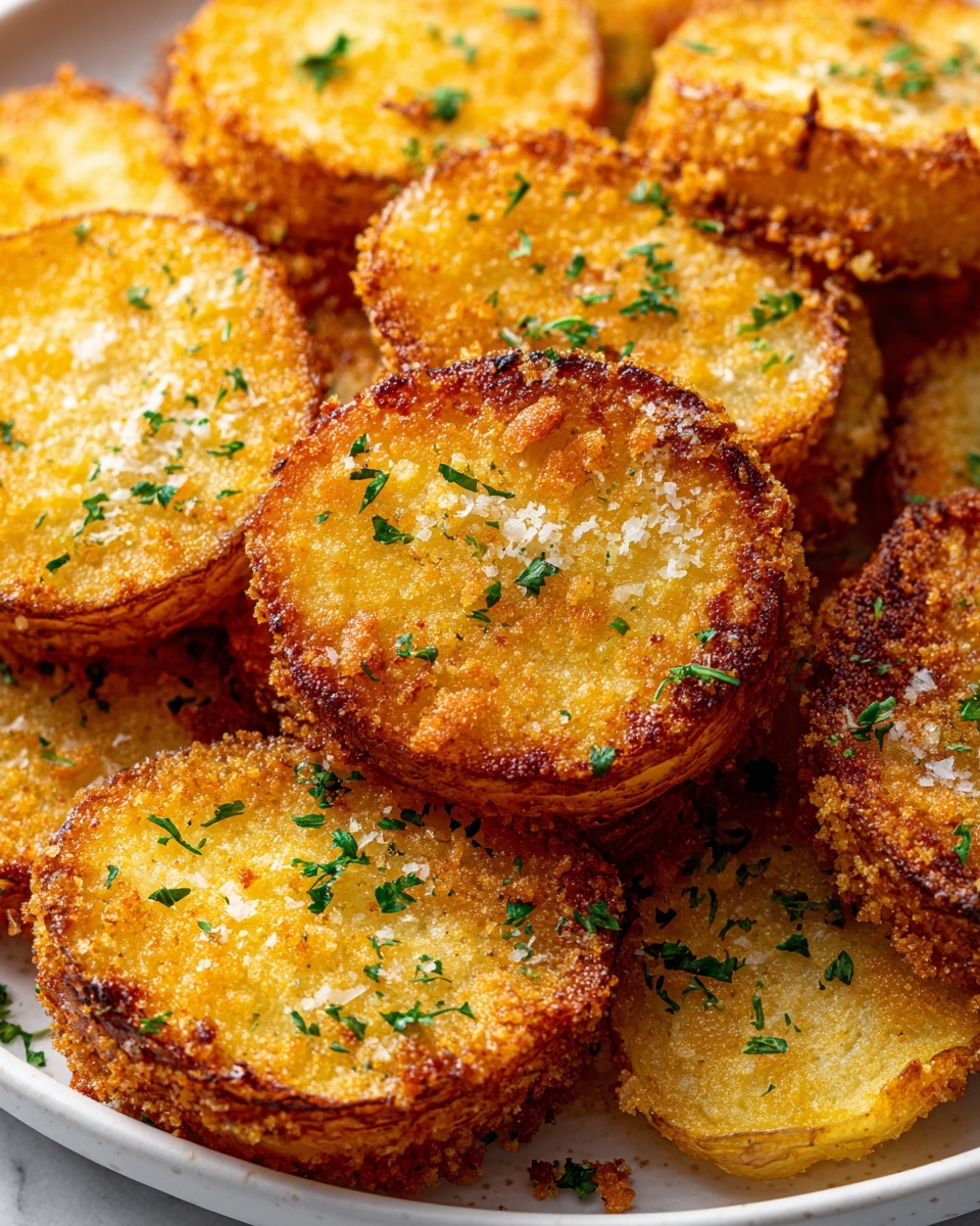Crispy Garlic Parmesan Crusted Potatoes Recipe - Recipe Image