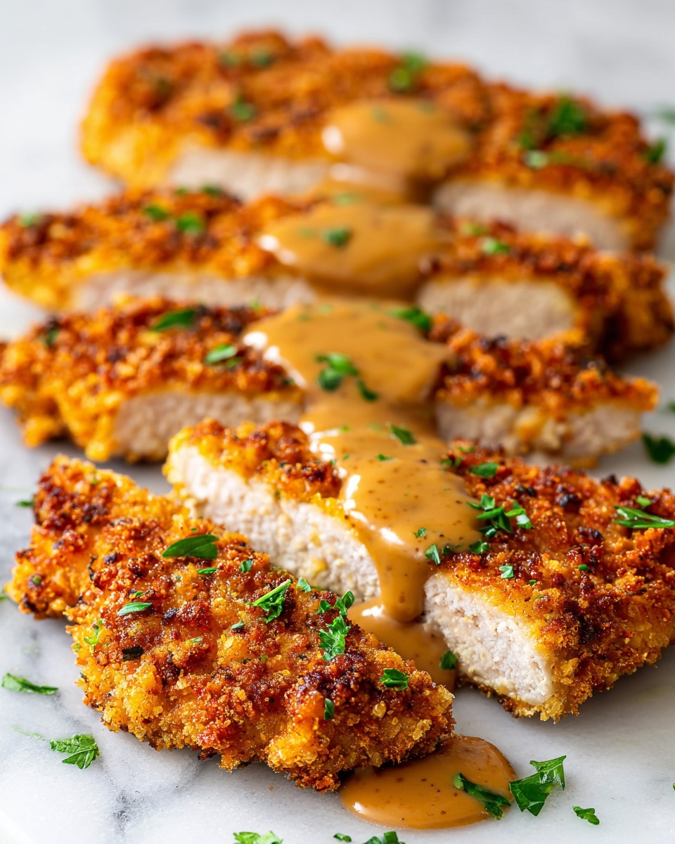 Crispy Parmesan Chicken with Rich Garlic Sauce Recipe - Recipe Image