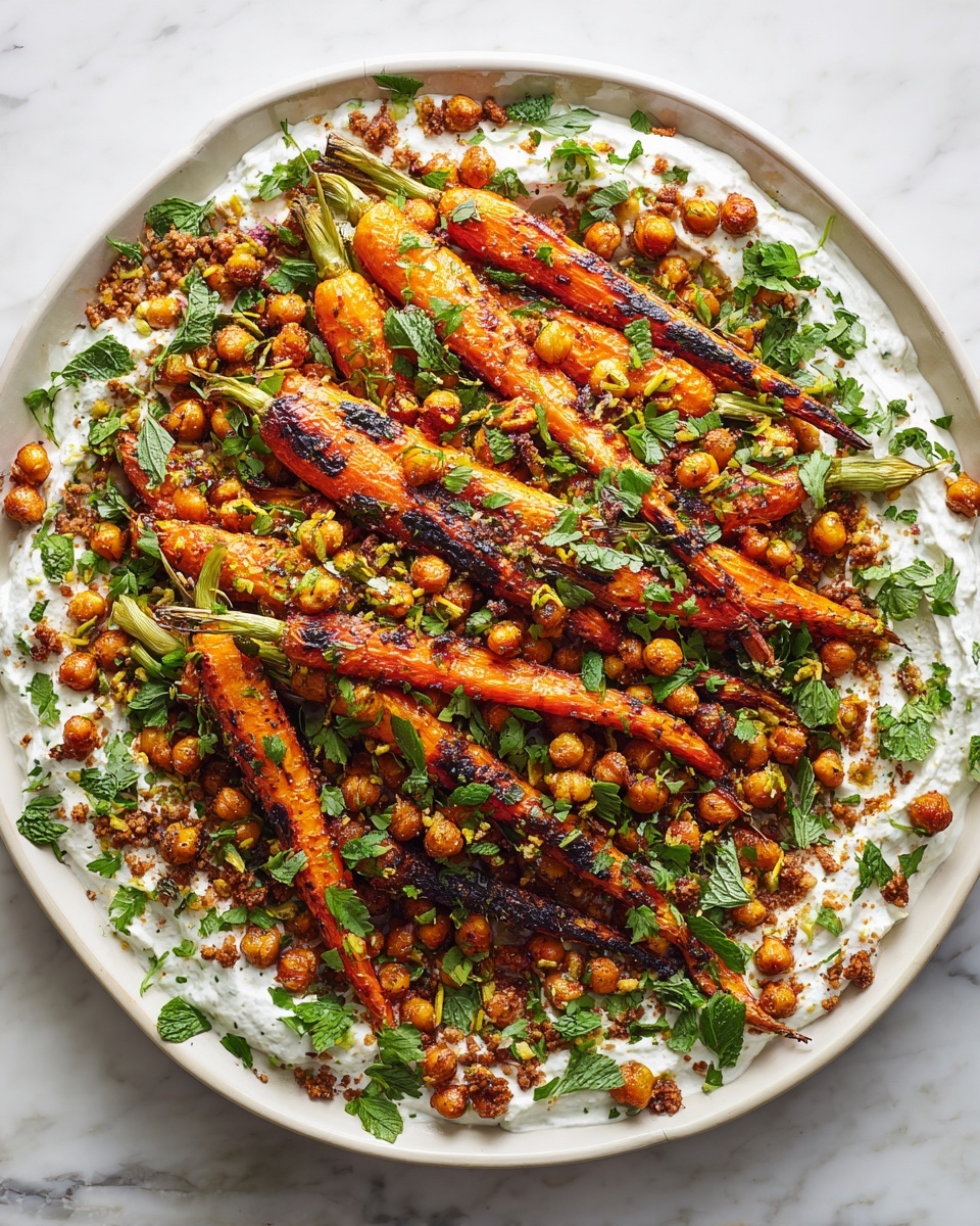 Spicy Maple Roast Carrots with Crispy Chickpeas and Yogurt Sauce Recipe - Recipe Image