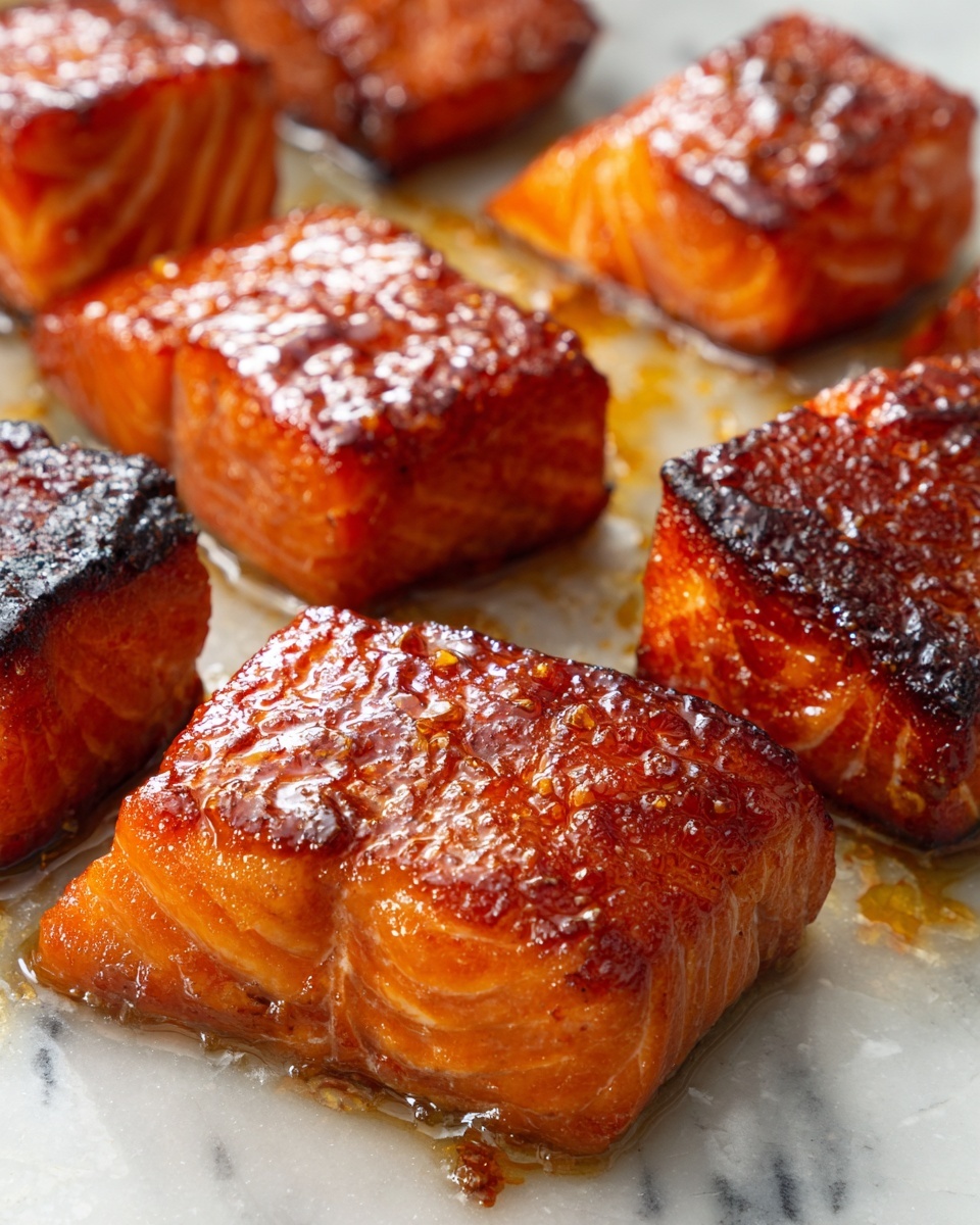 Pan-Seared Salmon Bites with Honey and Sriracha Recipe - Recipe Image