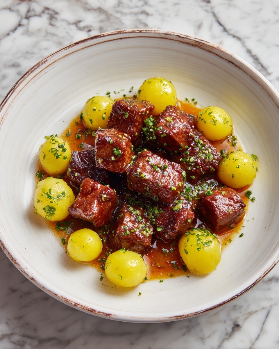 Slow Cooker Garlic Butter Beef Bites & Potatoes Recipe - Recipe Image