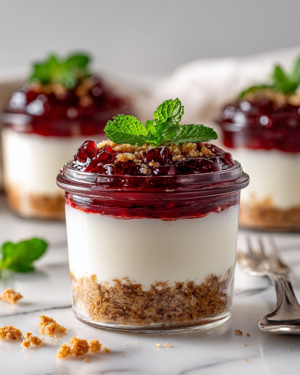No-Bake Rhubarb Cheesecake Jars Recipe - Recipe Image